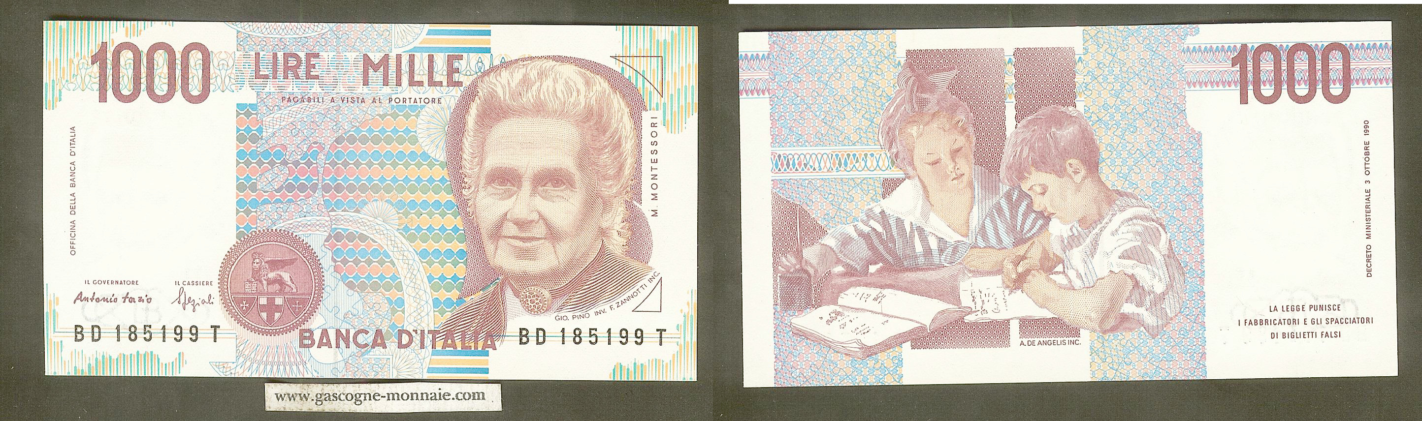 Italy 1000 lira 1990 New